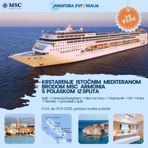 KRSTARENJE S POLASKOM IZ SPLITA, polasci svake subote do 31.10.2026.