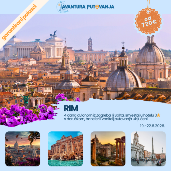 Rim 4 dana avionom, garantirani polasci kroz više datuma u 2026.