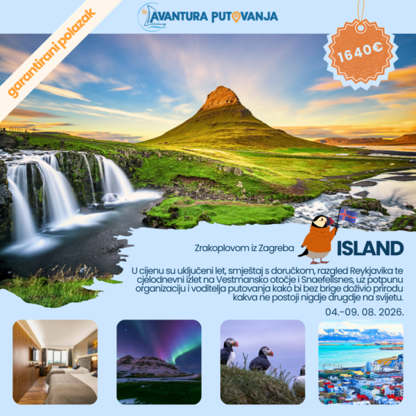 Island, garantirani polazak 04.-09. 08. 2026.