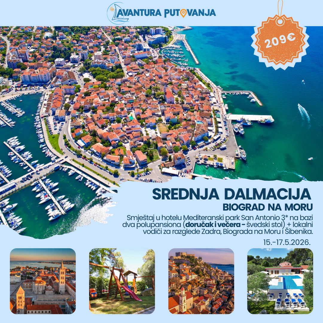 SREDNJA DALMACIJA: BIOGRAD NA MORU, 15.-17.5.2026.
