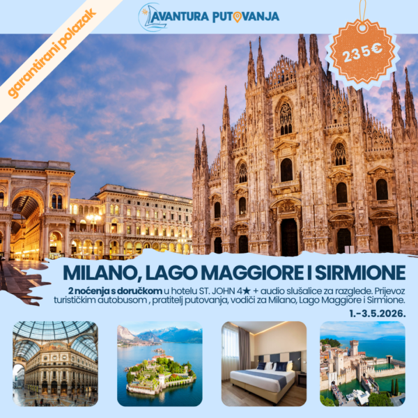 MILANO + jezero Maggiore i Sirmione, 1.-3.5.2026.