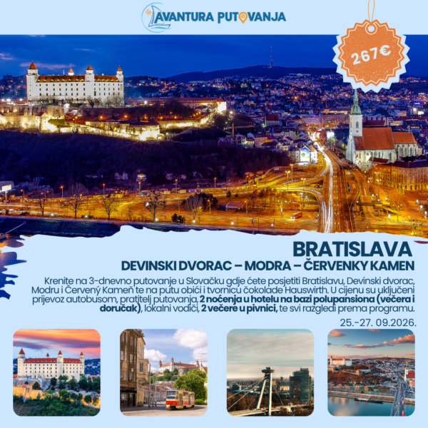 BRATISLAVA Devinski dvorac – Modra – Červenky Kamen, 25.-27. 09.2026.