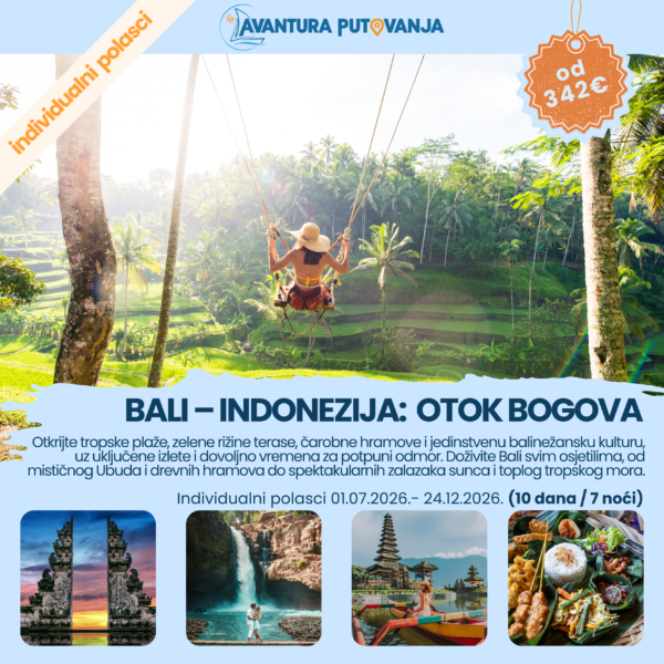 Bali - Indonezija: otok Bogova (individualan polazak 10 dana / 7 noći)