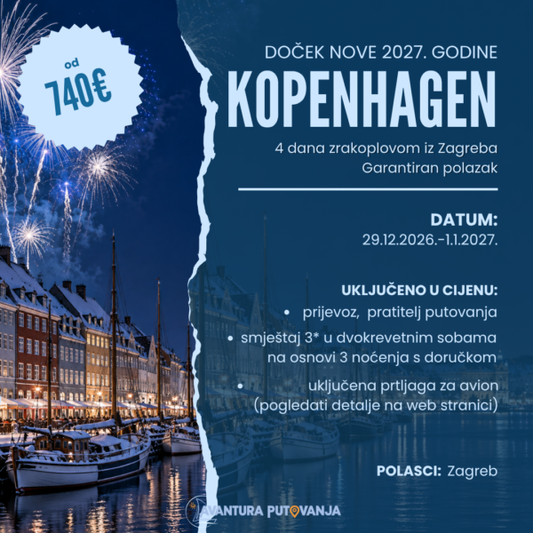 DOČEK NOVE 2027. GODINE: KOPENHAGEN, 29.12.2026. - 1.1.2027.