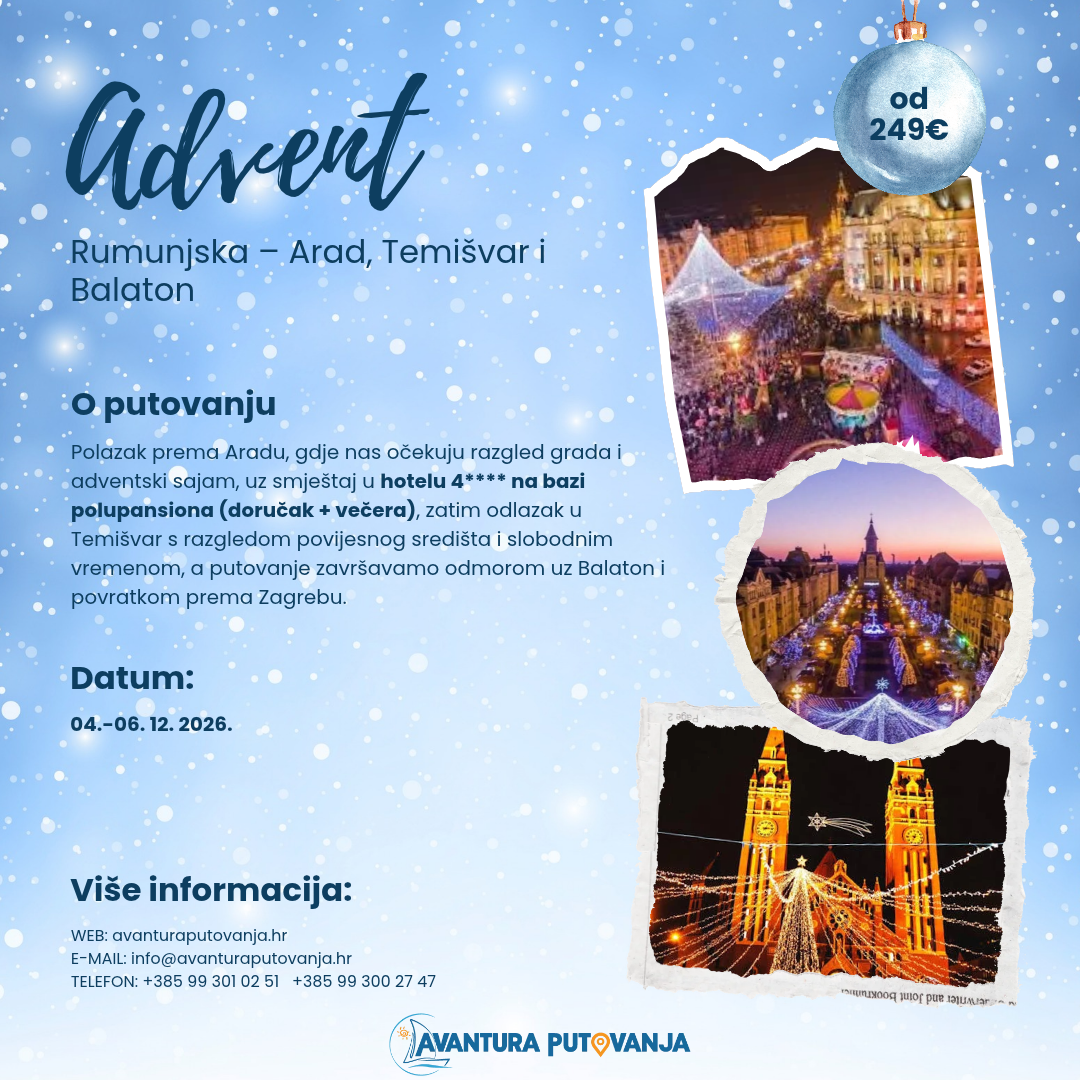 ADVENT: Rumunjska - Arad, Temišvar i Balaton, 04. - 06.12.2026.